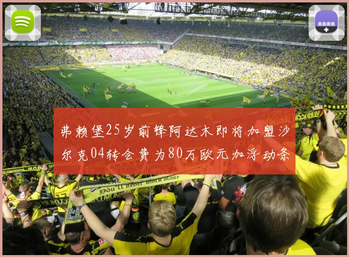弗赖堡25岁前锋阿达木即将加盟沙尔克04转会费为80万欧元加浮动条件